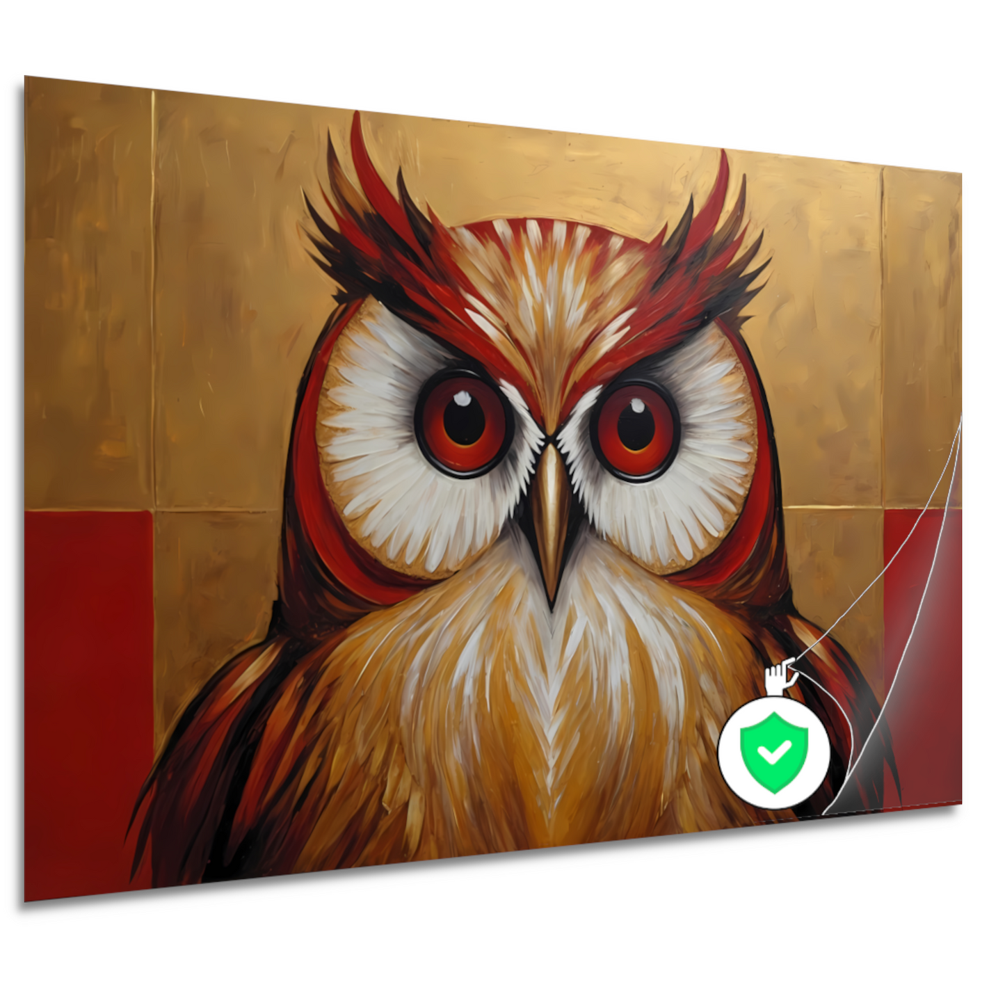 Majestueuze Uil in Moderne Kunst op Goud poster
