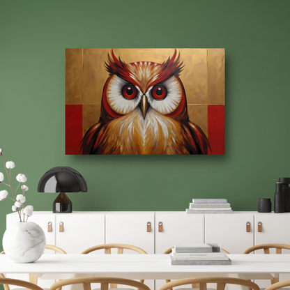Majestueuze Uil in Moderne Kunst op Goud poster