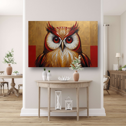 Majestueuze Uil in Moderne Kunst op Goud poster