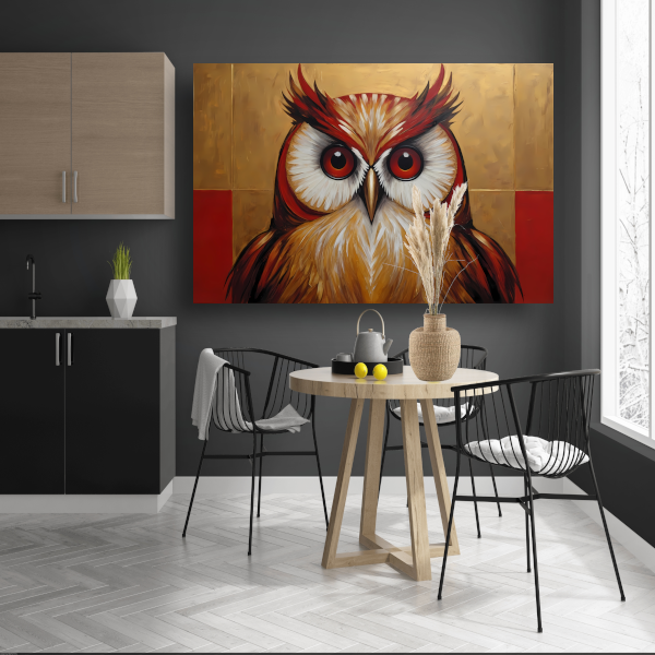 Majestueuze Uil in Moderne Kunst op Goud poster