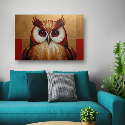 Majestueuze Uil in Moderne Kunst op Goud poster