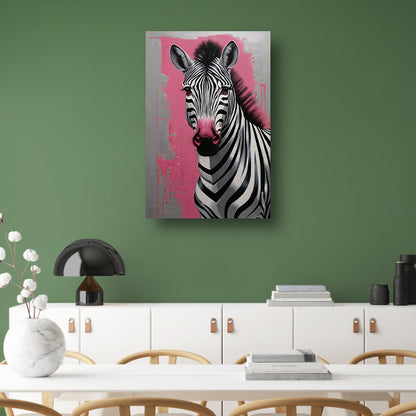 Zebra met Roze Splash in Moderne Stijl canvas