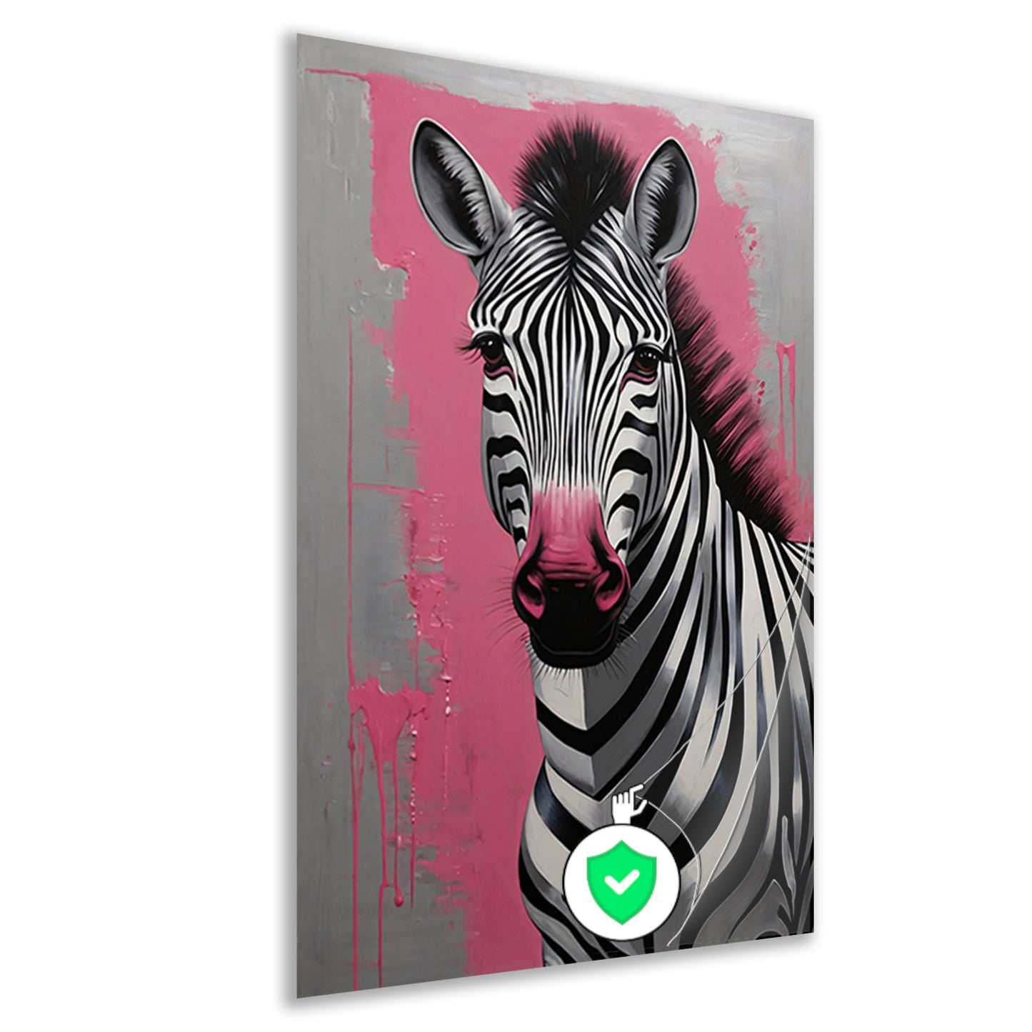 Zebra met Roze Splash in Moderne Stijl poster