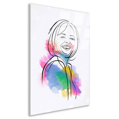 Een spectrum van vreugde: Lachend vrouwenportret acrylglas