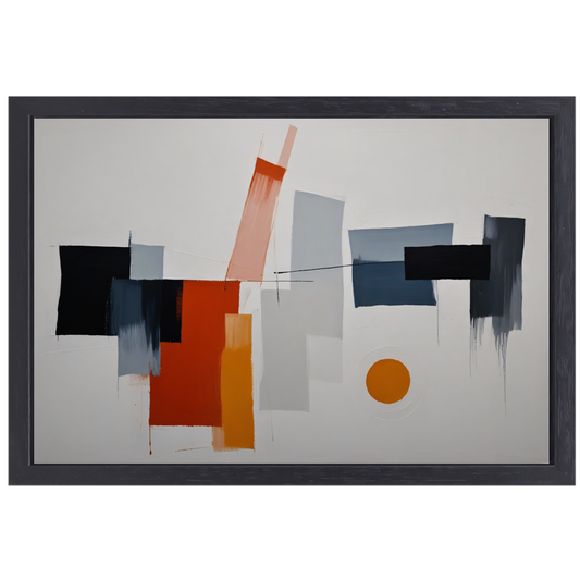 Abstracte vormen en kleuren in balans canvas met baklijst