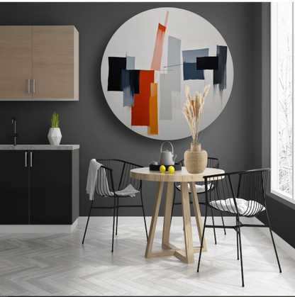 Abstracte vormen en kleuren in balans forex muurcirkel
