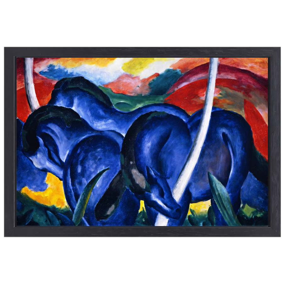 Grote Blauwe Paarden - Franz Marc canvas met baklijst