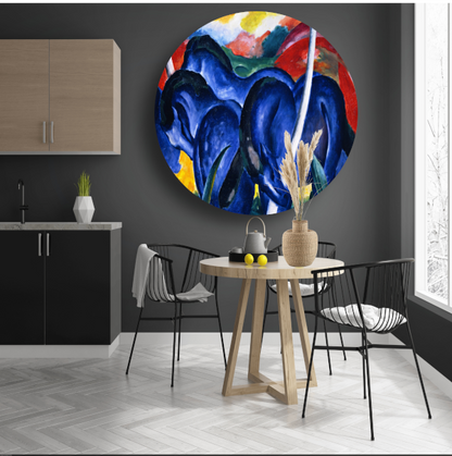 Grote Blauwe Paarden - Franz Marc aluminium muurcirkel