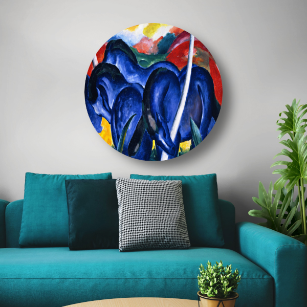 Grote Blauwe Paarden - Franz Marc aluminium muurcirkel