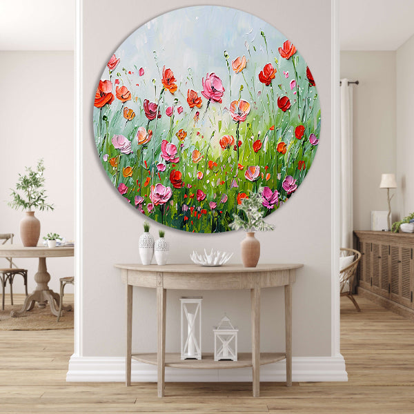 Wilde bloemen in zomerse weide schilderij forex muurcirkel