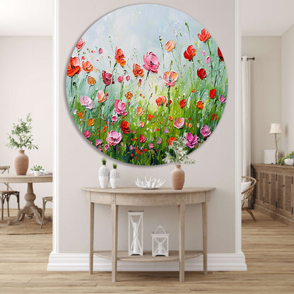 Wilde bloemen in zomerse weide schilderij forex muurcirkel