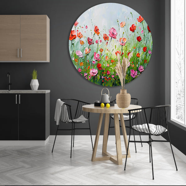 Wilde bloemen in zomerse weide schilderij forex muurcirkel
