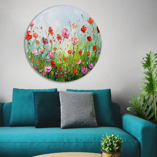 Wilde bloemen in zomerse weide schilderij forex muurcirkel