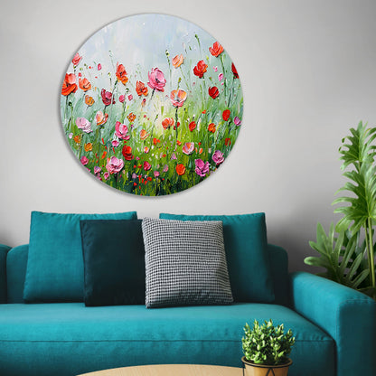 Wilde bloemen in zomerse weide schilderij forex muurcirkel