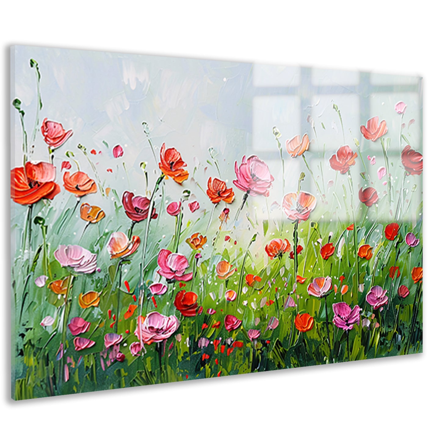 Wilde bloemen in zomerse weide schilderij acrylglas