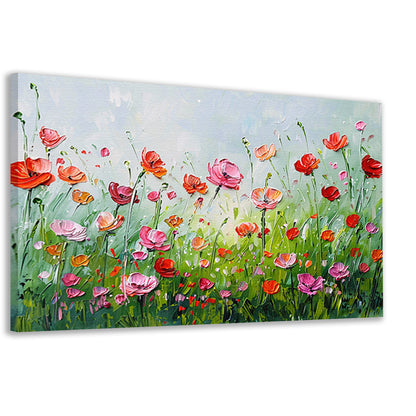 Wilde bloemen in zomerse weide schilderij canvas