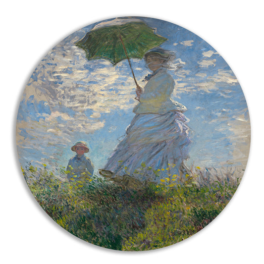 Vrouw met een parasol - Claude Monet aluminium muurcirkel