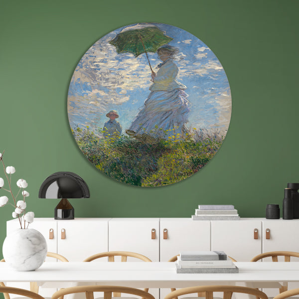 Vrouw met een parasol - Claude Monet aluminium muurcirkel