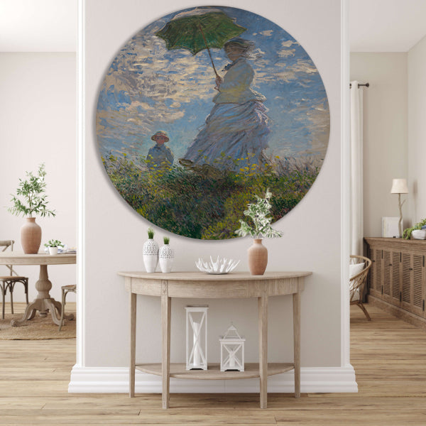 Vrouw met een parasol - Claude Monet aluminium muurcirkel