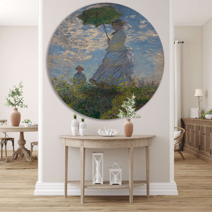 Vrouw met een parasol - Claude Monet aluminium muurcirkel