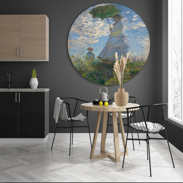 Vrouw met een parasol - Claude Monet aluminium muurcirkel