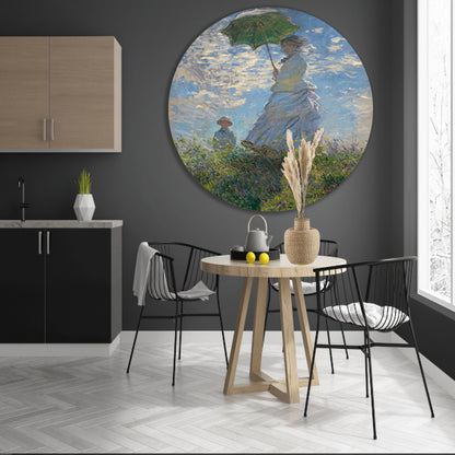 Vrouw met een parasol - Claude Monet aluminium muurcirkel