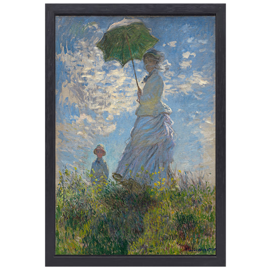 Vrouw met een parasol - Claude Monet canvas met baklijst