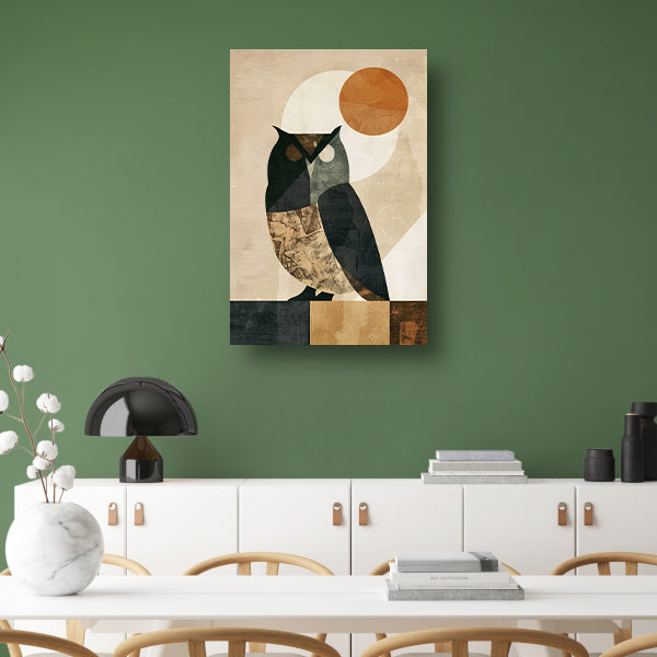 Abstracte Uil met Geometrische Vormen en Neutrale Tinten poster