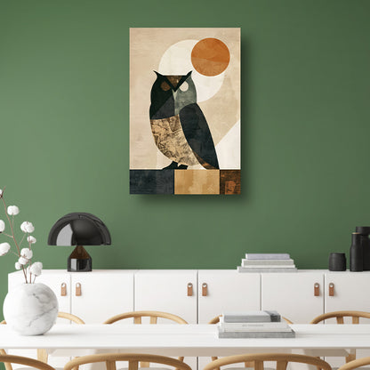 Abstracte Uil met Geometrische Vormen en Neutrale Tinten poster