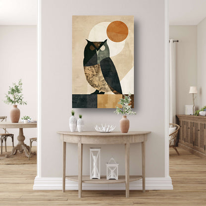 Abstracte Uil met Geometrische Vormen en Neutrale Tinten canvas