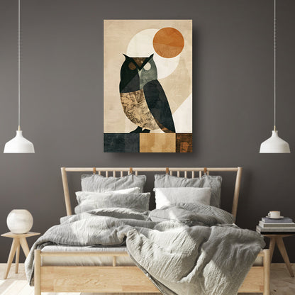 Abstracte Uil met Geometrische Vormen en Neutrale Tinten poster
