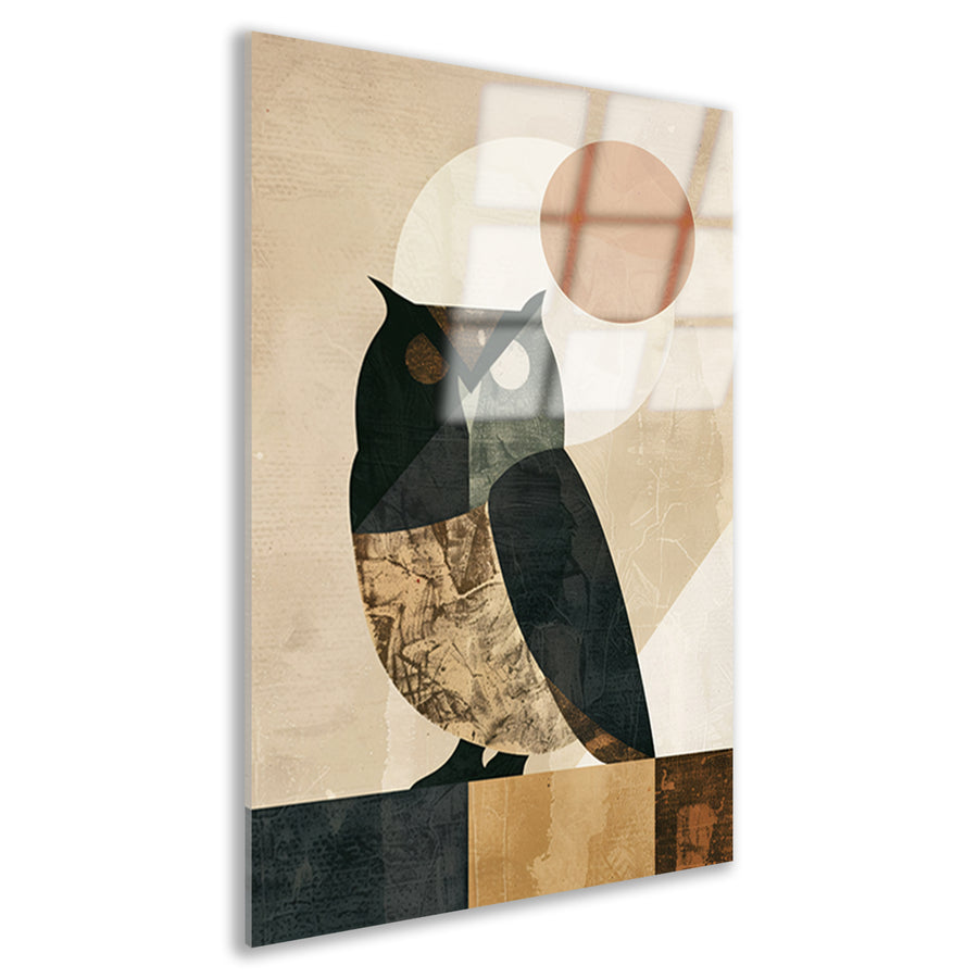 Abstracte Uil met Geometrische Vormen en Neutrale Tinten acrylglas