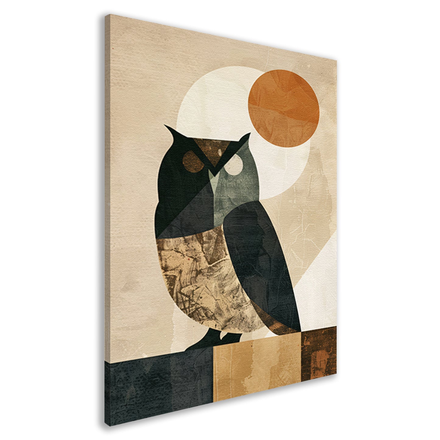 Abstracte Uil met Geometrische Vormen en Neutrale Tinten canvas