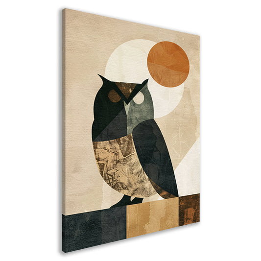 Abstracte Uil met Geometrische Vormen en Neutrale Tinten canvas