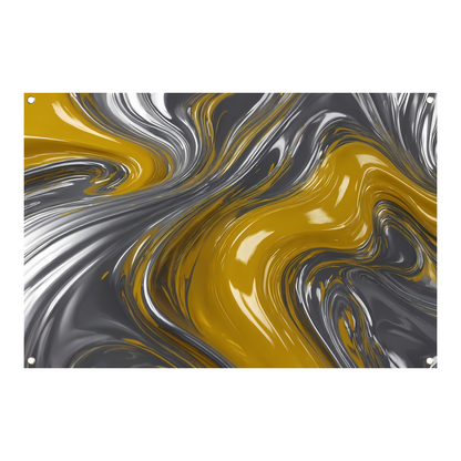 Zilveren en gele abstracte dynamiek tuinposter