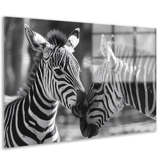 Intiem moment tussen twee zebras acrylglas
