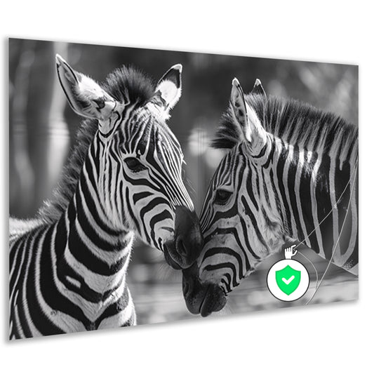 Intiem moment tussen twee zebras poster