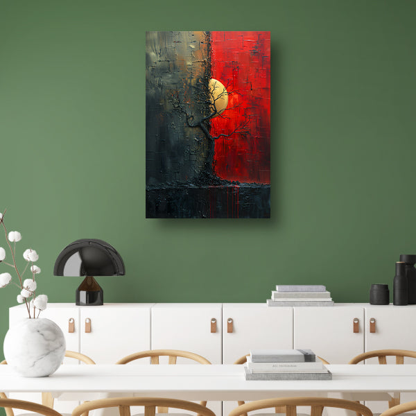 Abstract Boom tussen Dag en Nacht canvas