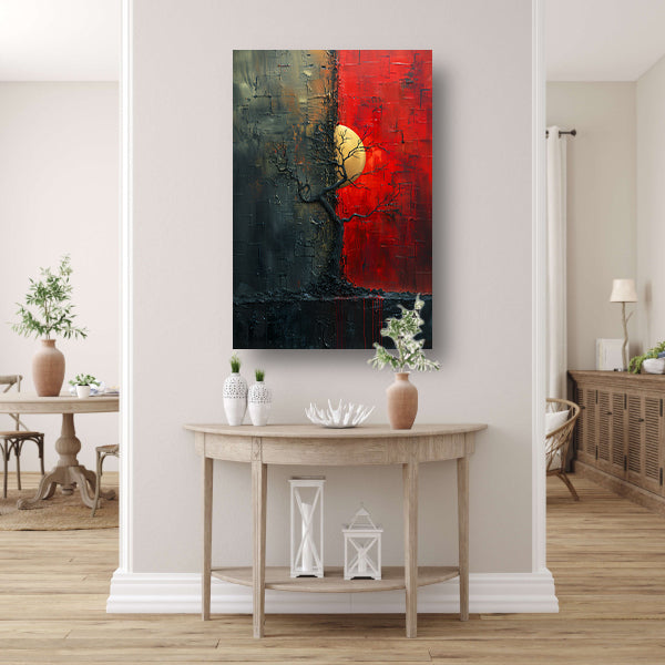 Abstract Boom tussen Dag en Nacht canvas
