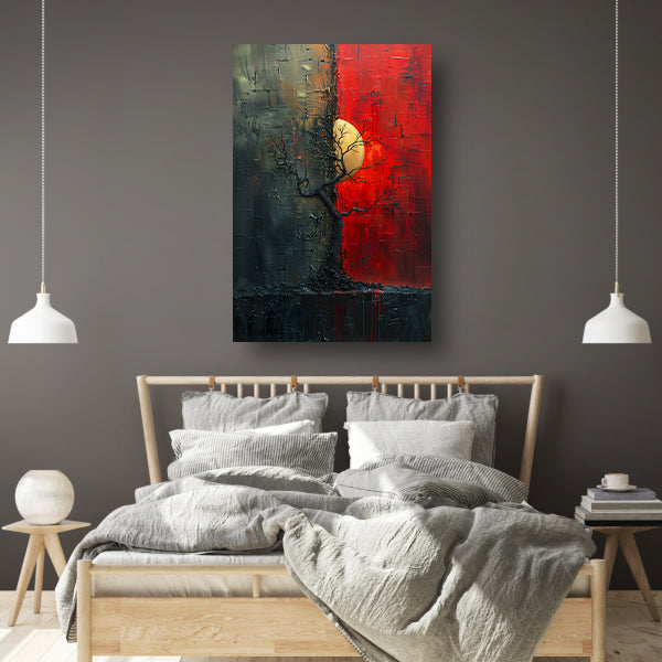 Abstract Boom tussen Dag en Nacht canvas