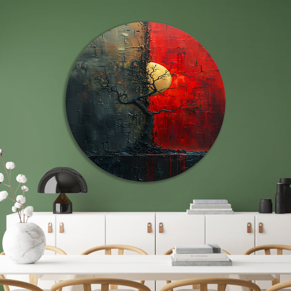 Abstract Boom tussen Dag en Nacht forex muurcirkel