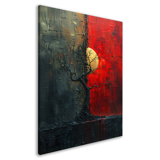 Abstract Boom tussen Dag en Nacht canvas