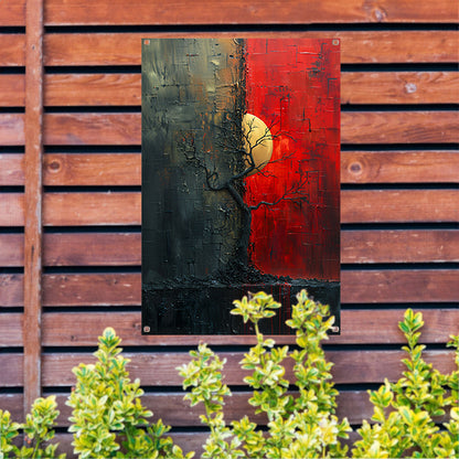 Abstract Boom tussen Dag en Nacht tuinposter