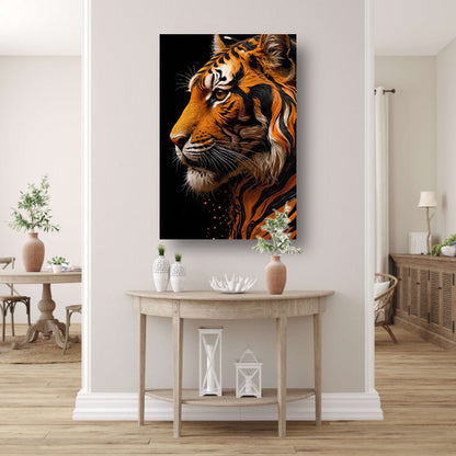 Digitale Oranje-Bruine Tijgerkop Kunst acrylglas