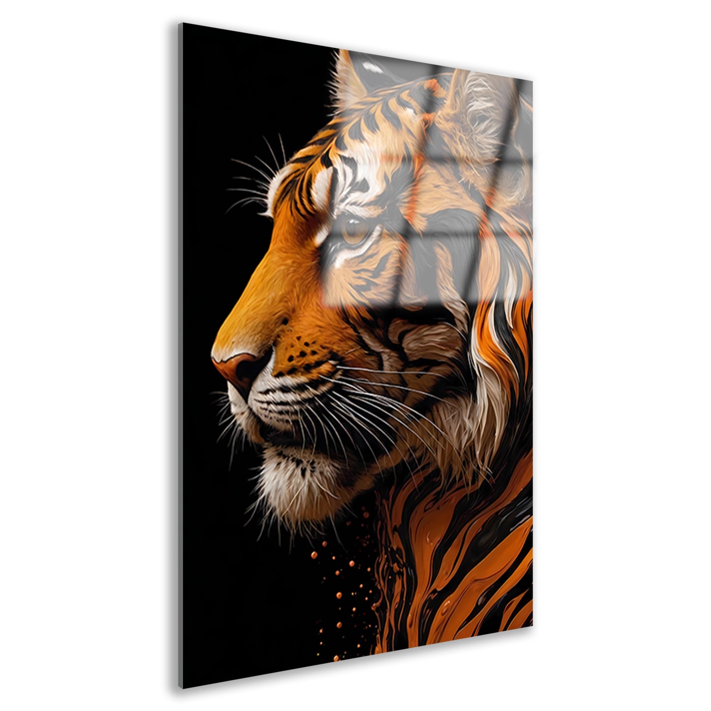 Digitale Oranje-Bruine Tijgerkop Kunst acrylglas