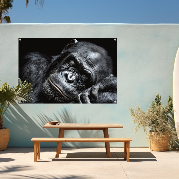 De stille contemplatie van een gorilla tuinposter