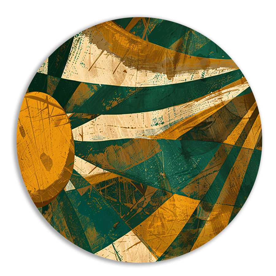 Abstracte Zonnestralen op Aarde Tinten aluminium muurcirkel
