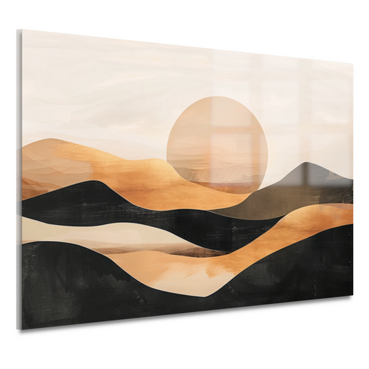 Zonsondergang Heuvels Abstract Monochroom acrylglas
