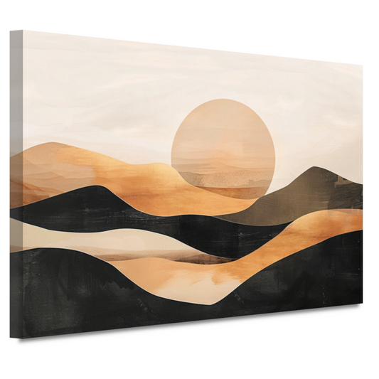 Zonsondergang Heuvels Abstract Monochroom canvas