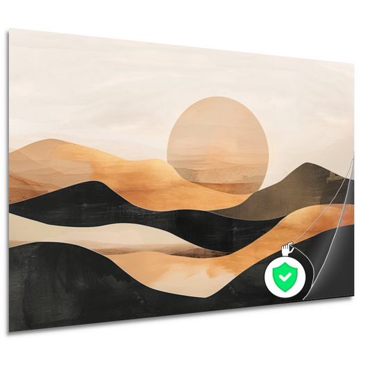 Zonsondergang Heuvels Abstract Monochroom poster